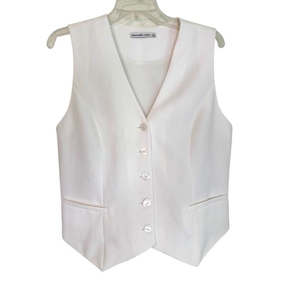 Abercrombie & Fitch Tops - Abercrombie and Fitch Women’s White Button Up V-Neck Vest Lined Size Large￼